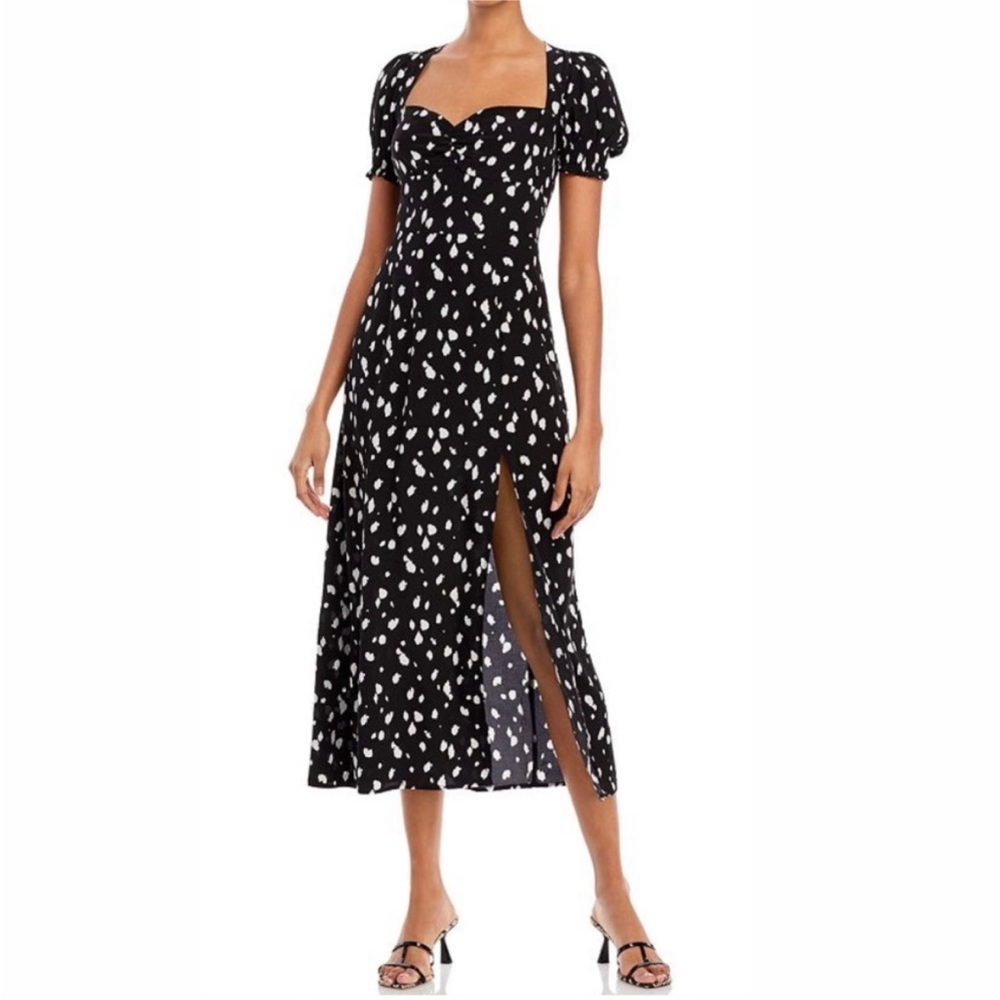 Bardot Puff Sleeve Midi Dress